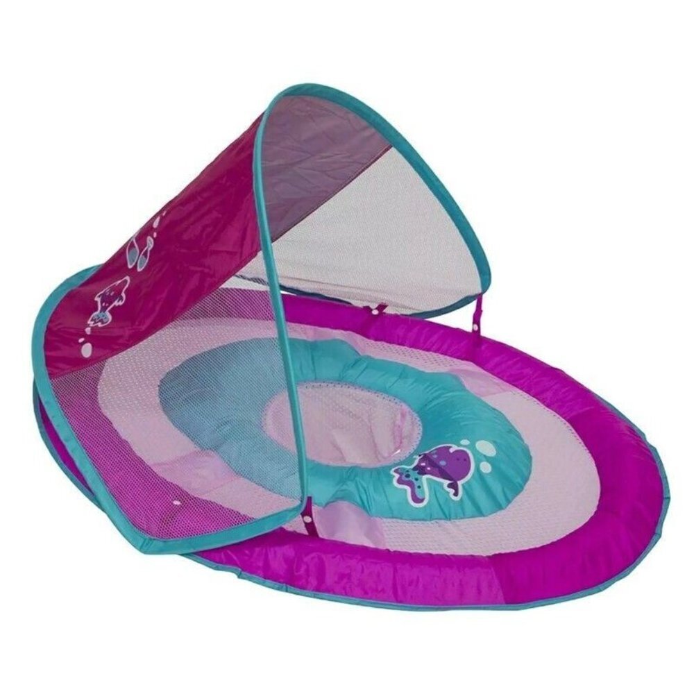 Swimways Baby Spring Float Sun Canopy Pink Fish Swim Step 1 Splash 9-24 Months - Picture 2 of 5